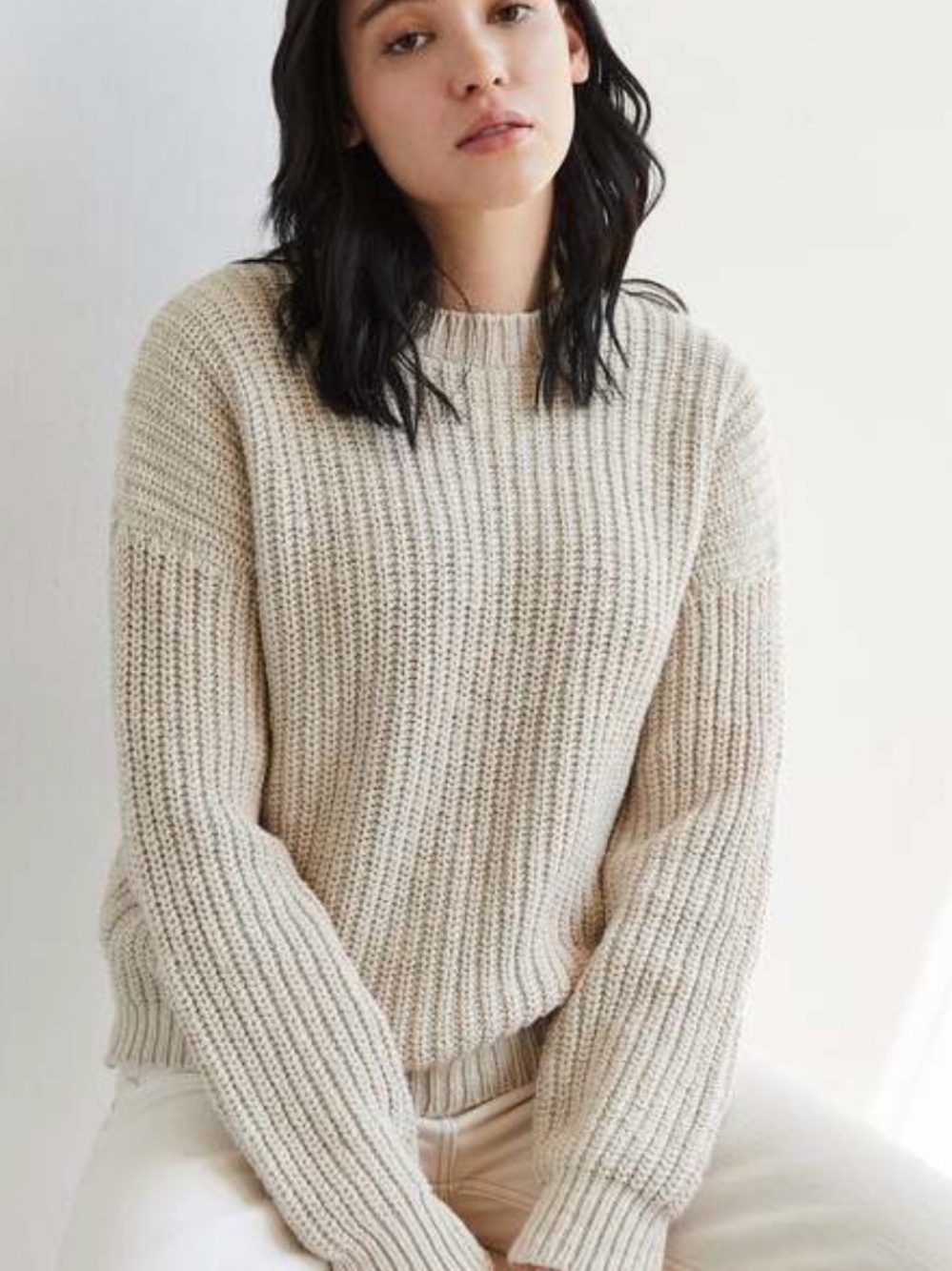 It Is Well L.A. Cozy Cream Ribbed Knit Sweater - Women’s small